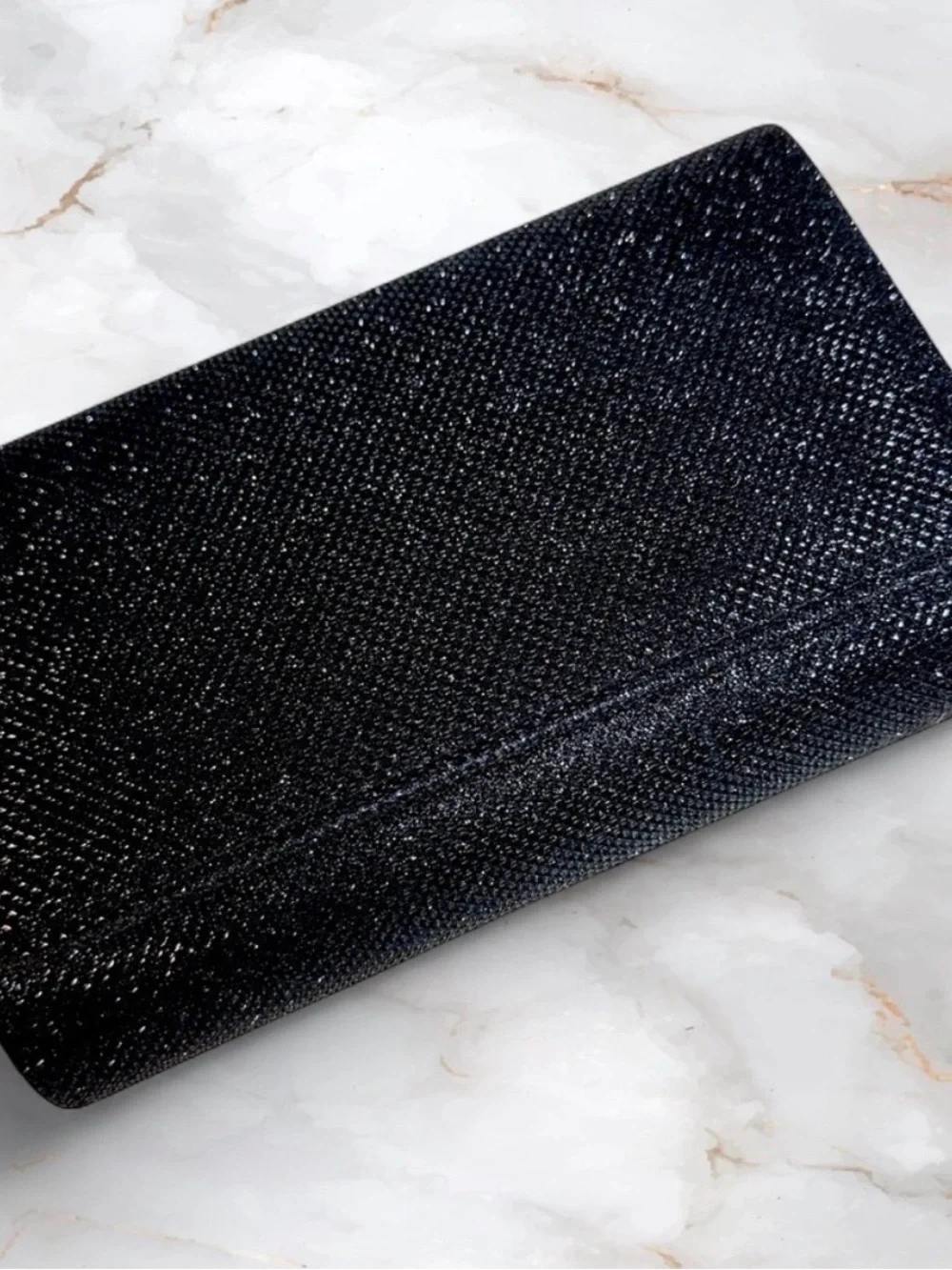 NWT La Regale Black Shimmer Evening Clutch Crossbody Bag